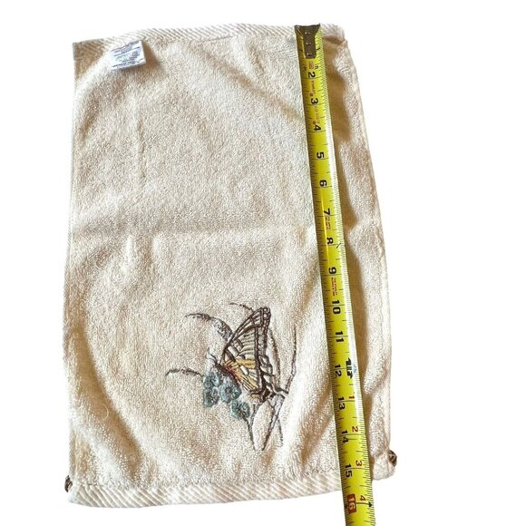 Vtg Butterfly Seashell Embroidered Towel Bath Fingertip Set Rope Trim - Picture 12 of 16